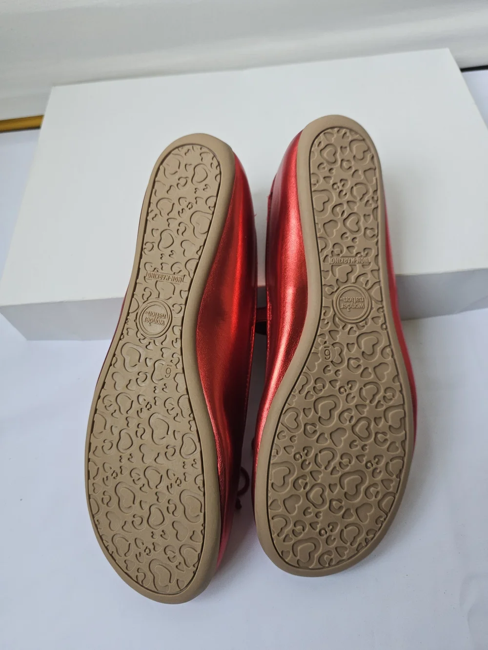 Wonder Nation Red Metallic Ballet Flats Mary Jane Strap NWT Size 6